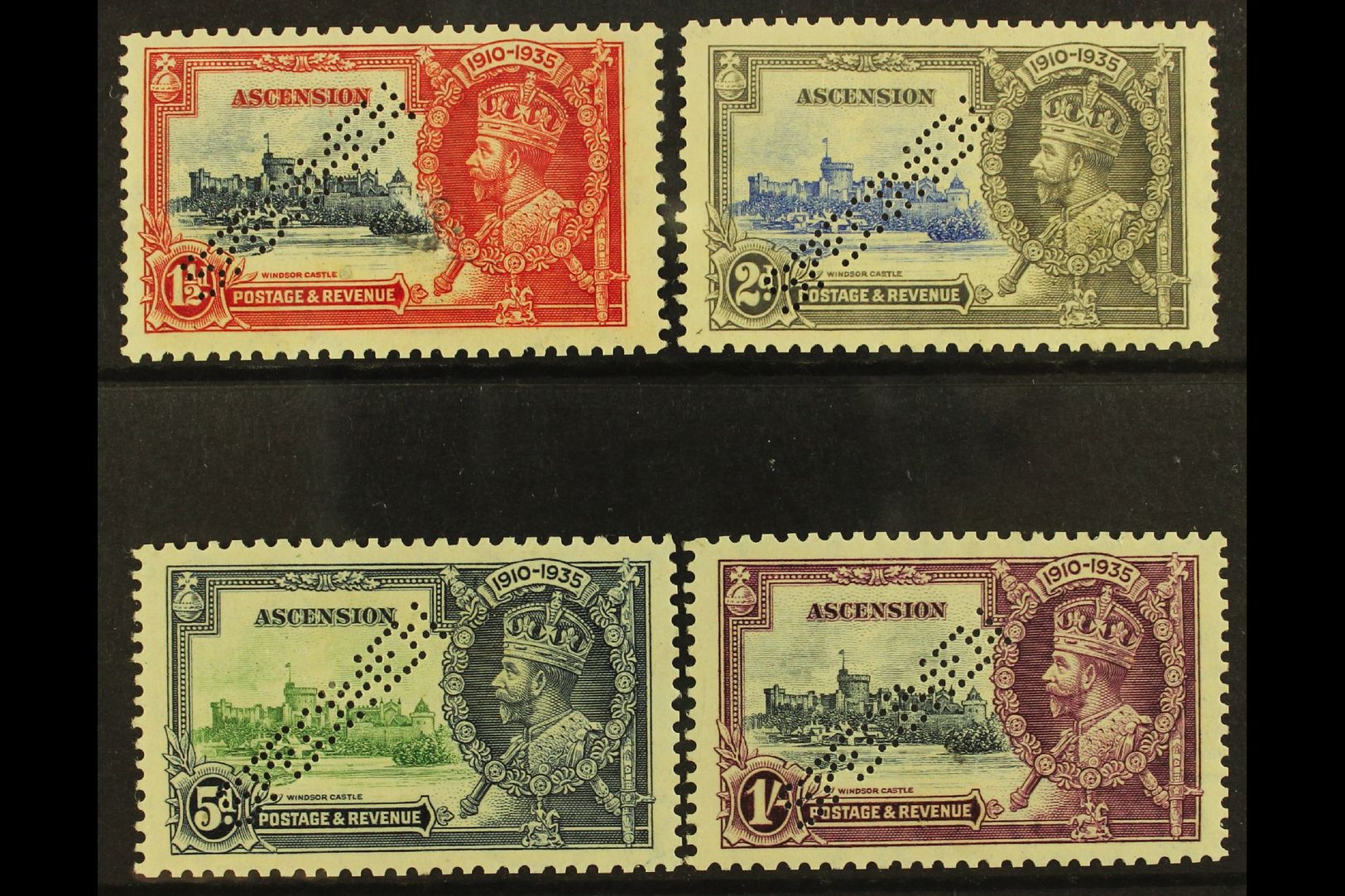 1935  Silver Jubilee Set Perforated "Specimen", SG 31s/34s, Fine Mint, 1s Unused. (4 Stamps) For More Images, Please Vis - Ascension