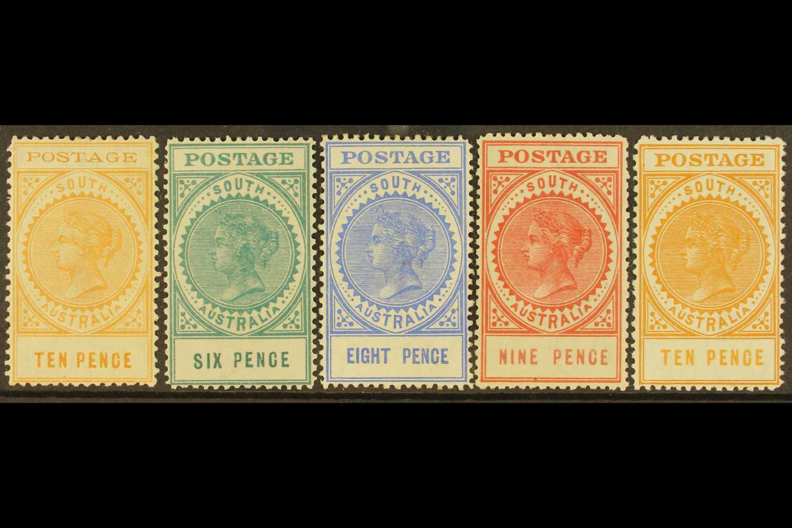 SOUTH AUSTRALIA  1902-11 Queen Victoria "Tall" Types With 1902-04 (thin "POSTAGE") 10d, SG 274, Plus 1904-11 (thick "POS - Otros & Sin Clasificación