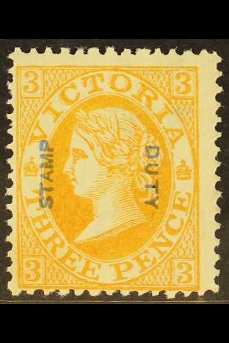 VICTORIA  1885 3d Yellow-orange "STAMP DUTY" Overprint, SG 308, Never Hinged Mint, Centered To Lower Left, Lovely Fresh  - Autres & Non Classés