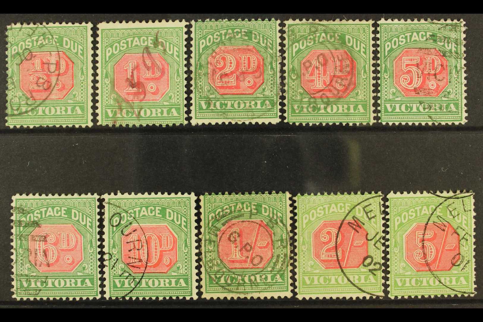 VICTORIA  1895-96 Postage Due Set, SG D11/20, Fine Used, The 10d, 2s And 5s Are C.t.o. (10) For More Images, Please Visi - Autres & Non Classés