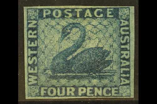 WESTERN AUSTRALIA  1860-64 4d Blue, SG 26, 4 Good Margins, Very Fine Unused (no Gum). For More Images, Please Visit Http - Other & Unclassified