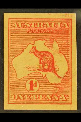 1913  1d Kangaroo PLATE PROOF Imperforate On Thick Buff Manila Paper For More Images, Please Visit Http://www.sandafayre - Otros & Sin Clasificación