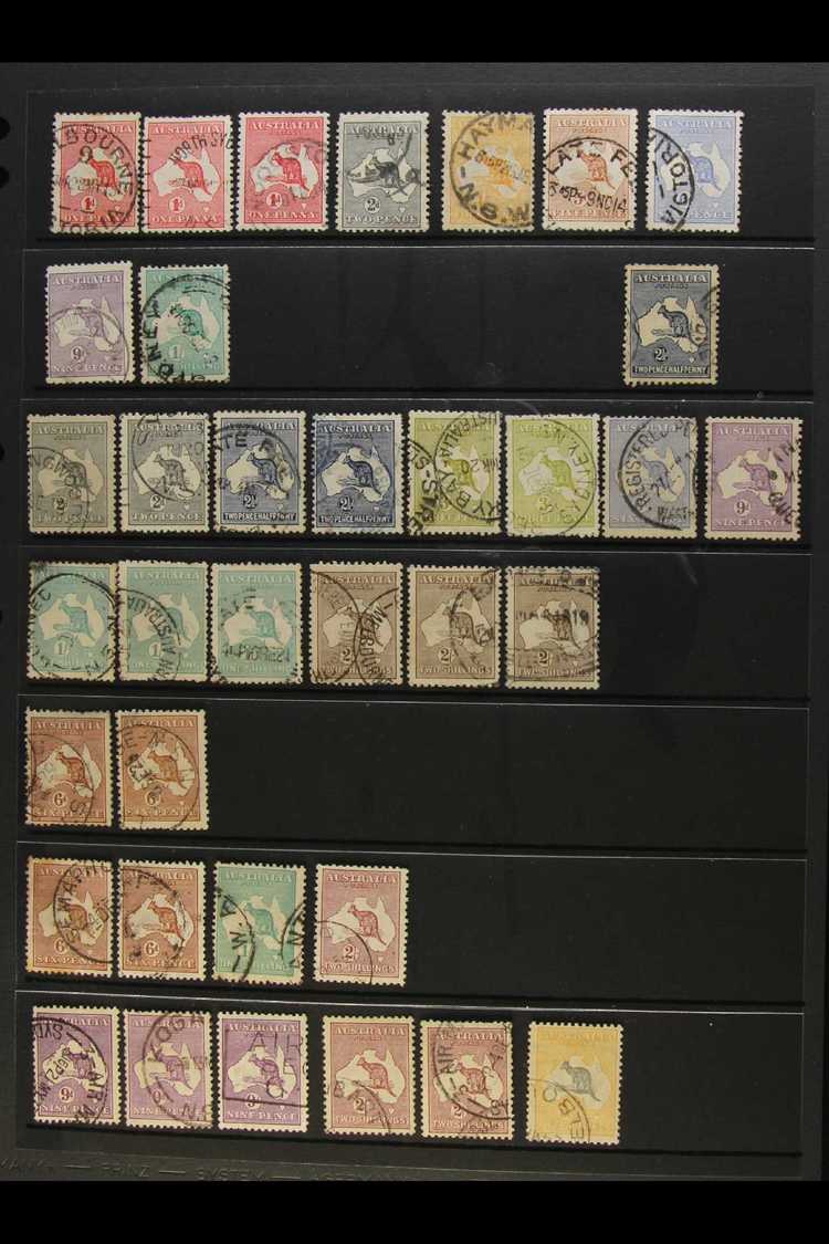 1913-36 USED KANGAROOS  Incl. First Watermark To 1s, Third Wmk To 2s, 1936 Wmk "C Of A" To 5s X2 And 10s, Mixed Conditio - Autres & Non Classés