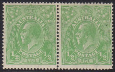 1918-20  ½d Green, Wmk Multi Crown And "A", Horizontal Pair With One Stamp Showing The "Thin 1 In Fraction At Right" Var - Otros & Sin Clasificación