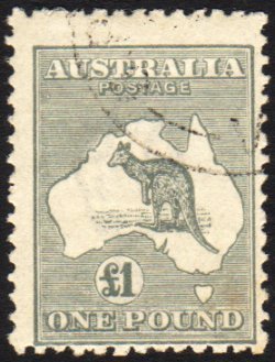 1924  Kangaroo £1 Grey SG 75, With Part Corner Presentation Cds, Centered To Lower Right.  For More Images, Please Visit - Autres & Non Classés
