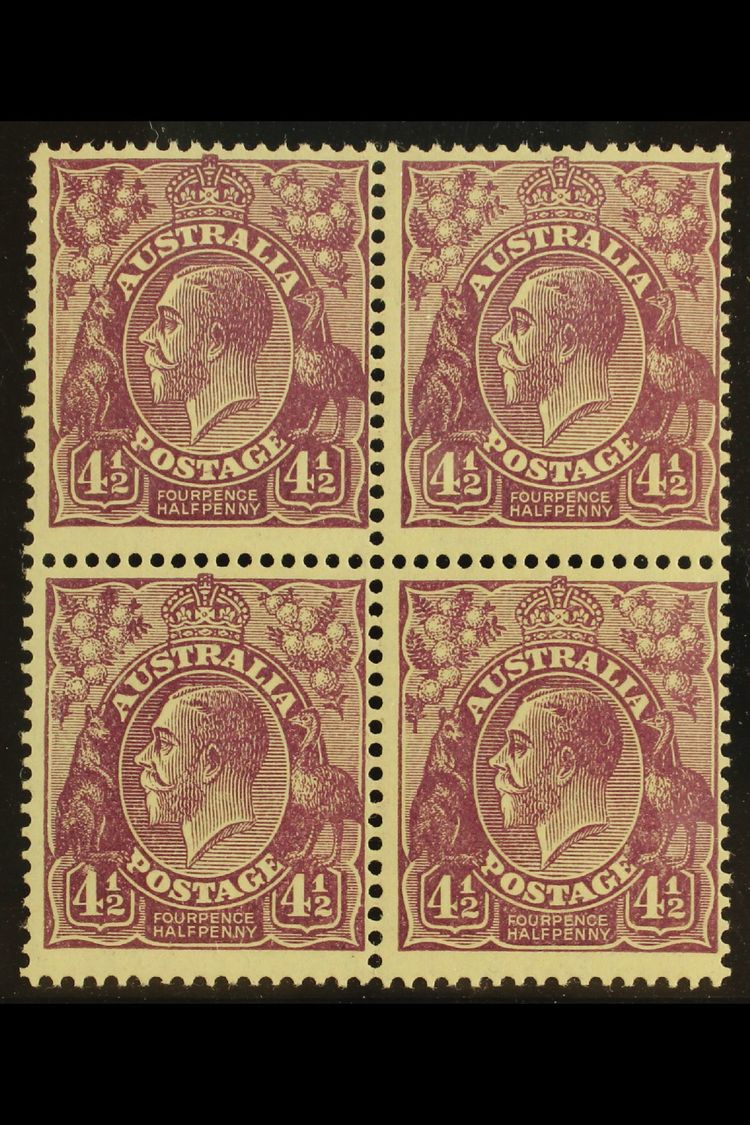 1926-30  4½d Violet KGV, Perf 13½x12½, SG 103, BLOCK OF FOUR Never Hinged Mint. For More Images, Please Visit Http://www - Otros & Sin Clasificación