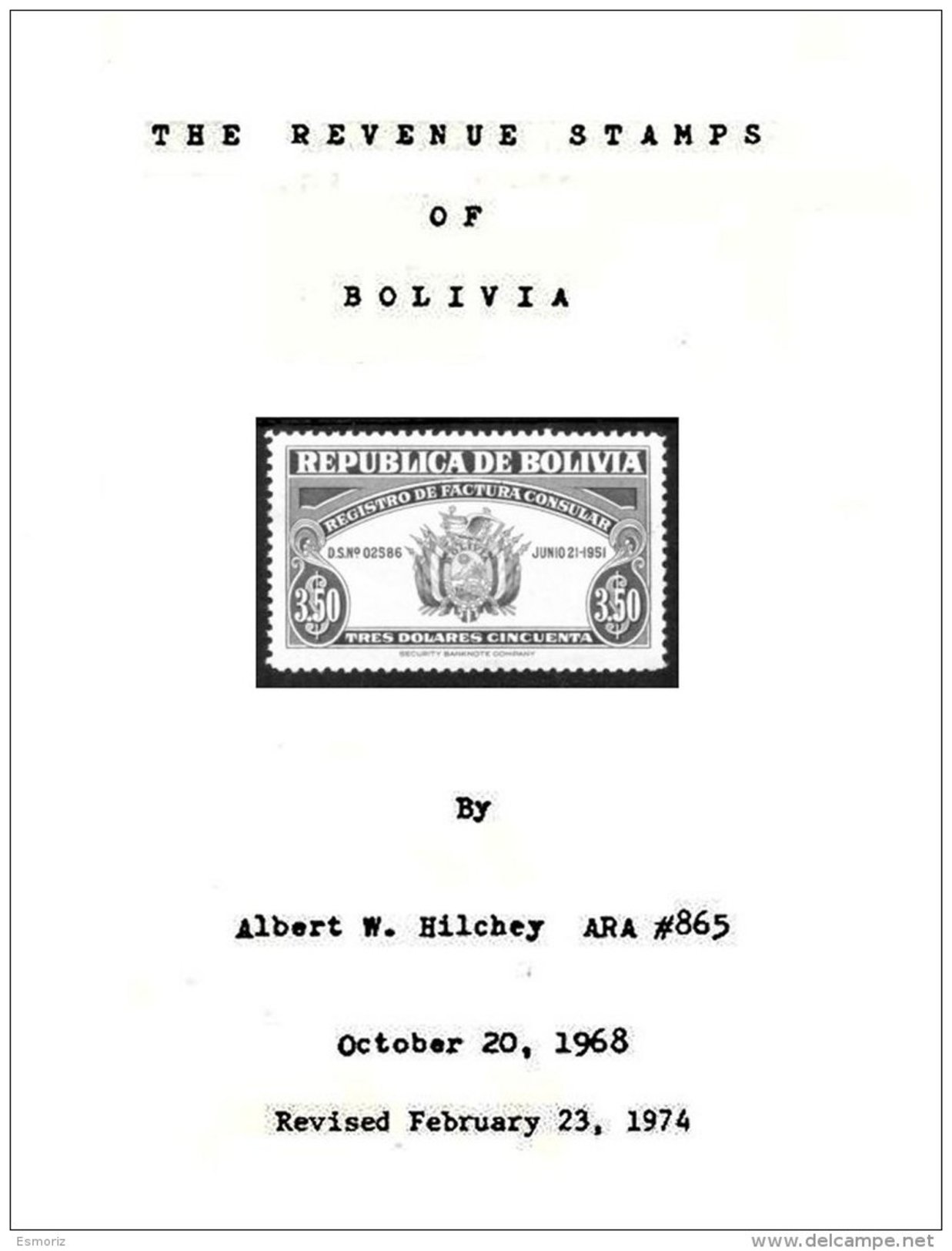 BOLIVIA, The Revenue Stamps Of Bolivia, By Albert Hilchey - Bolivie