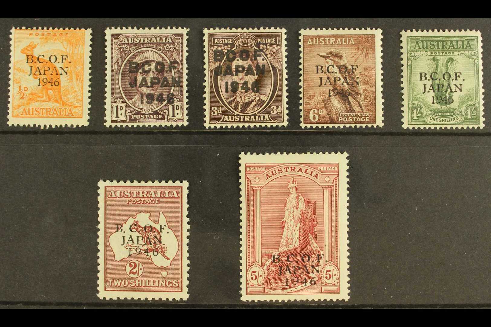 BCOF (JAPAN)  1946-48 Complete Overprinted Set, The 5s On The Original Thick Paper, SG J1/J7, Fine Mint. (7 Stamps) For  - Otros & Sin Clasificación