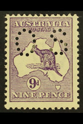 OFFICIAL  1914 9d Violet Punctured "OS", SG O24, Lightly Hinged Mint. For More Images, Please Visit Http://www.sandafayr - Sonstige & Ohne Zuordnung