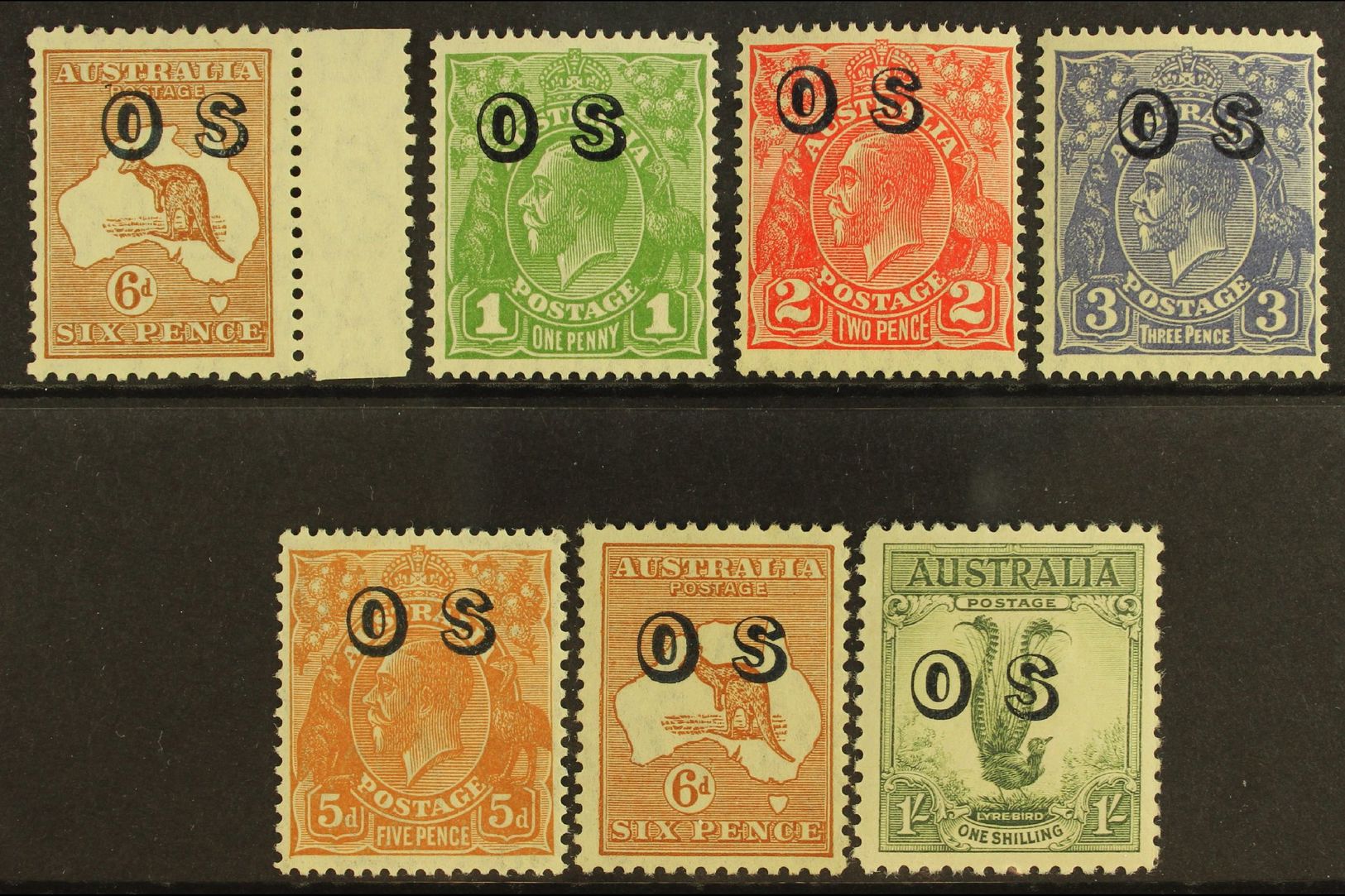 OFFICIAL  1932-33 "O S" Overprinted All Different NEVER HINGED MINT Selection Comprising (wmk 7) 6d 'Roo (SG O127); KGV  - Otros & Sin Clasificación
