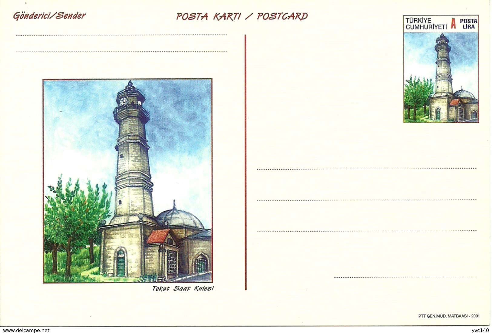 Turkey ; 2001 Postal Stationery "Clock Towers" - Ganzsachen