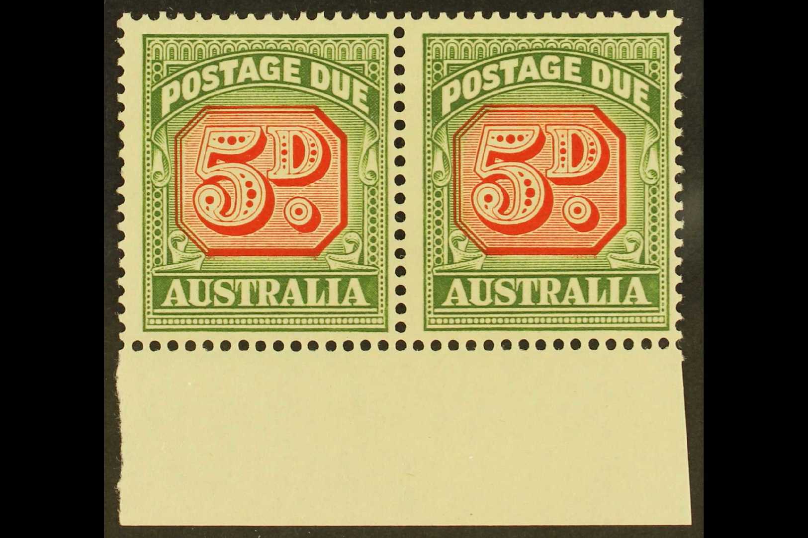 POSTAGE DUE  1958-60 5d Die II, SG 136a, Never Hinged Mint Marginal Pair (2 Stamps) For More Images, Please Visit Http:/ - Otros & Sin Clasificación