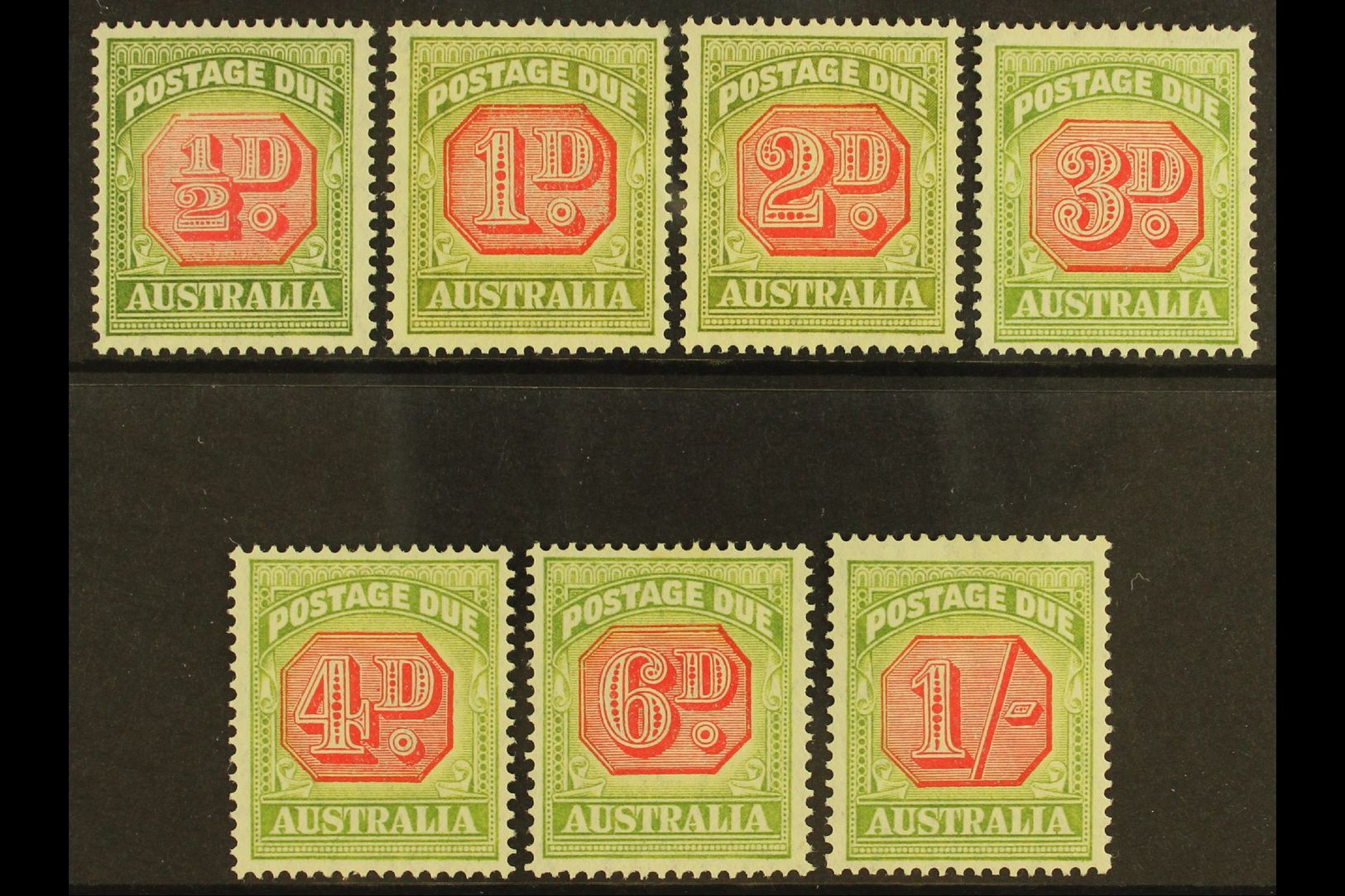POSTAGE DUES  1938 Carmine And Green Set Complete, SG D112/118, Very Fine And Fresh Mint. (7 Stamps) For More Images, Pl - Otros & Sin Clasificación