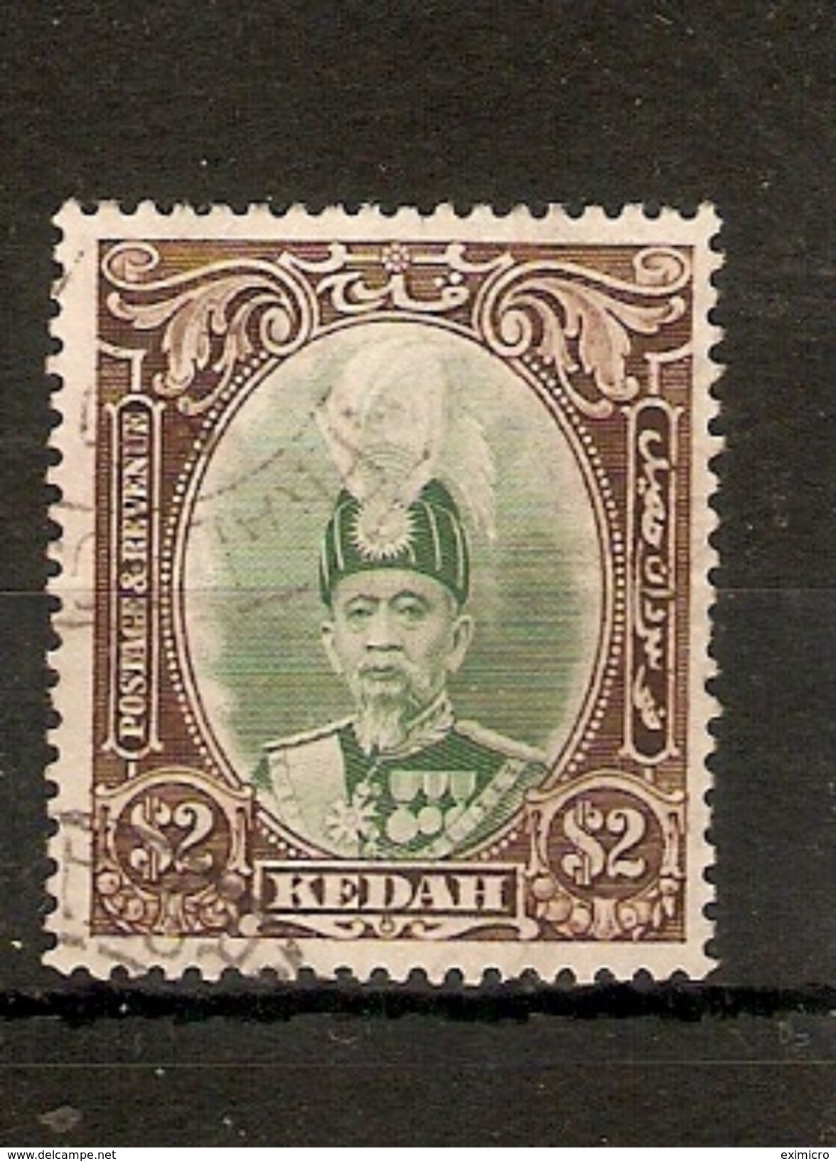 MALAYA - KEDAH 1937 $2 SG 67 FINE USED Cat £80 - Kedah