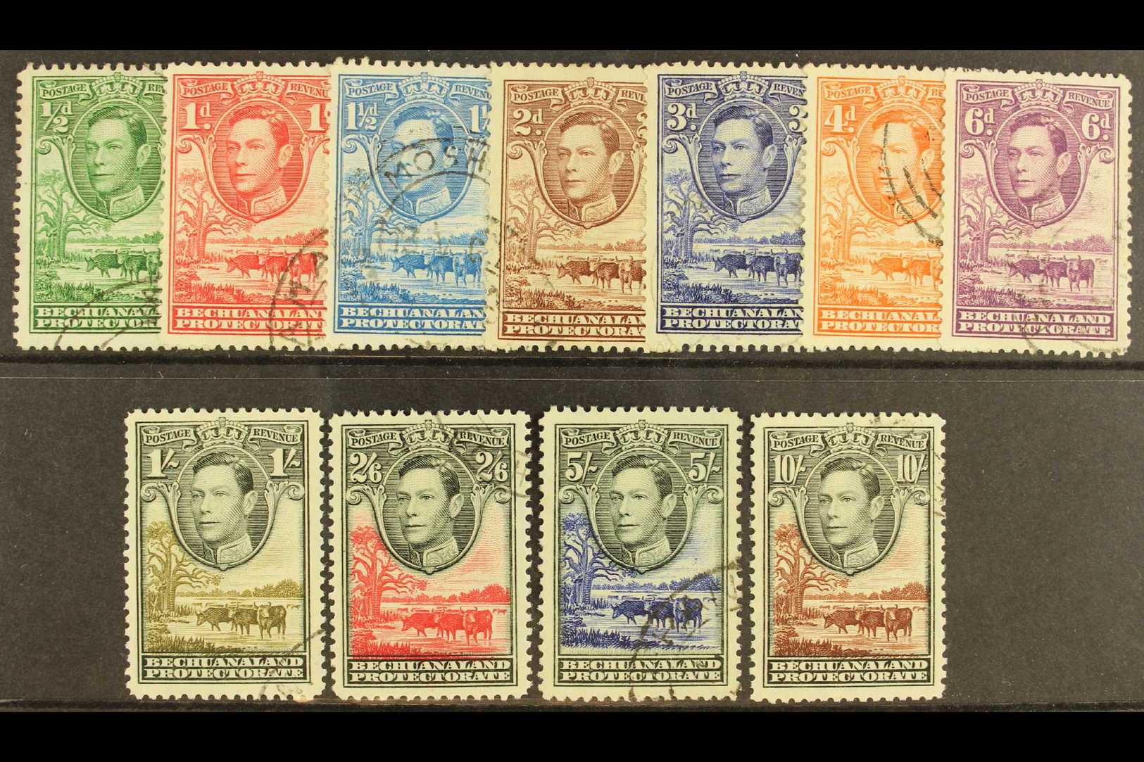 1938-52  Complete KGVI And Cattle Set, SG 118/128, Fine Cds Used. (11) For More Images, Please Visit Http://www.sandafay - Otros & Sin Clasificación