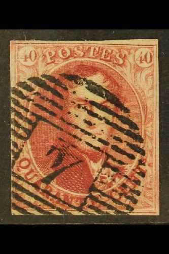 1849-50  40c Carmine Medallions (Michel 5 A, SG 5), Very Fine Used With Clear "4" Numeral Cancel, Four Neat Margins, Lov - Otros & Sin Clasificación