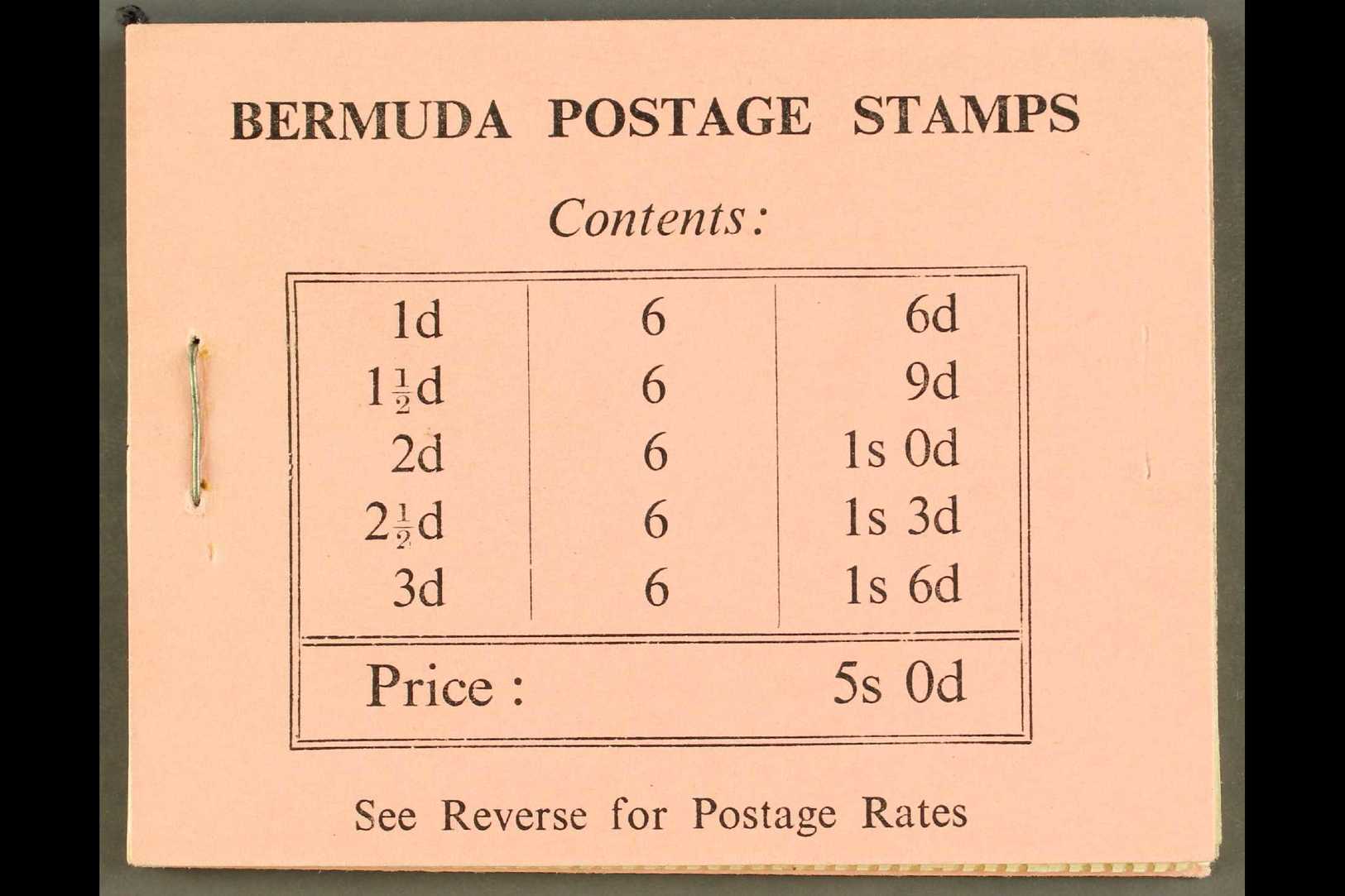 1948  5s Complete Booklet, SG SB1, Never Hinged Mint. For More Images, Please Visit Http://www.sandafayre.com/itemdetail - Bermudas