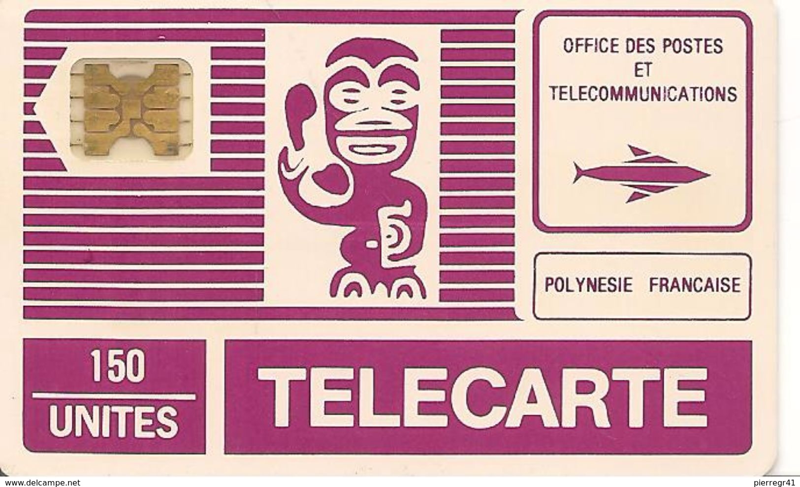 CARTE°-PUCE-POLYNESIE-PF2c -150U--SC4 Ob 7-TIKI  FUCSHIA- V° 5 Pe 11493-UTIL-TBE- - French Polynesia