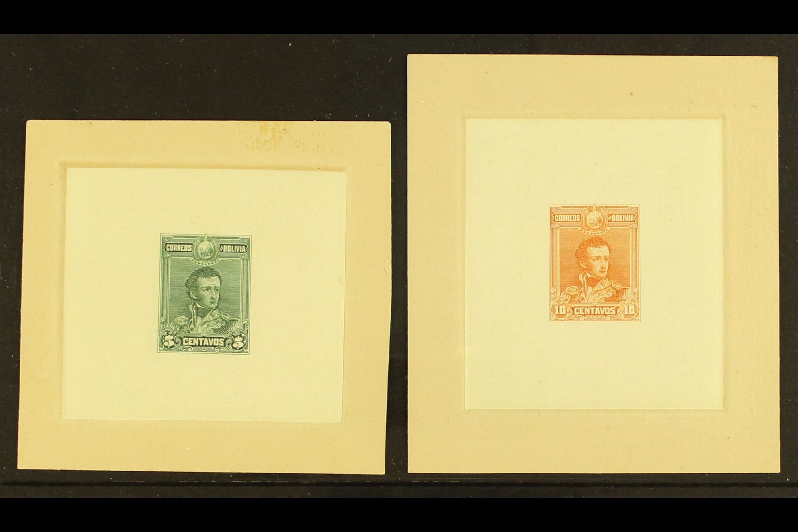 1899 IMPERF DIE PROOFS.  1899 Antonio Jose De Sucre 5c & 10c Issues (Scott 64/65, SG 94 & 96) On Thin Papers And Attache - Bolivie