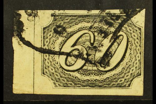 1844  60r Black, SG 8 Very Fine Used, Cancelled By Neat "Shield" Postmark With 4 Margins Showing Guide Line & Part Sheet - Otros & Sin Clasificación