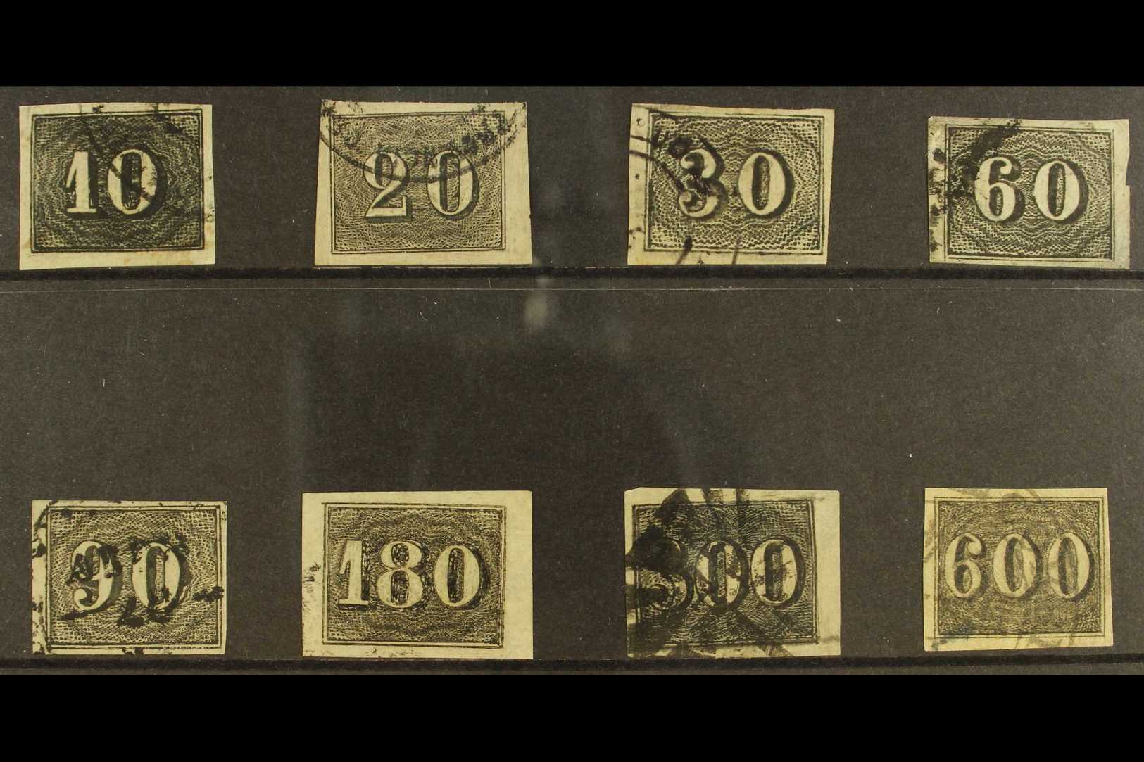 1850  "Small Numerals" In Black Complete Set, Scott 21/26, Very Fine Used, Each With Four Margins. (8 Stamps)  For More  - Otros & Sin Clasificación