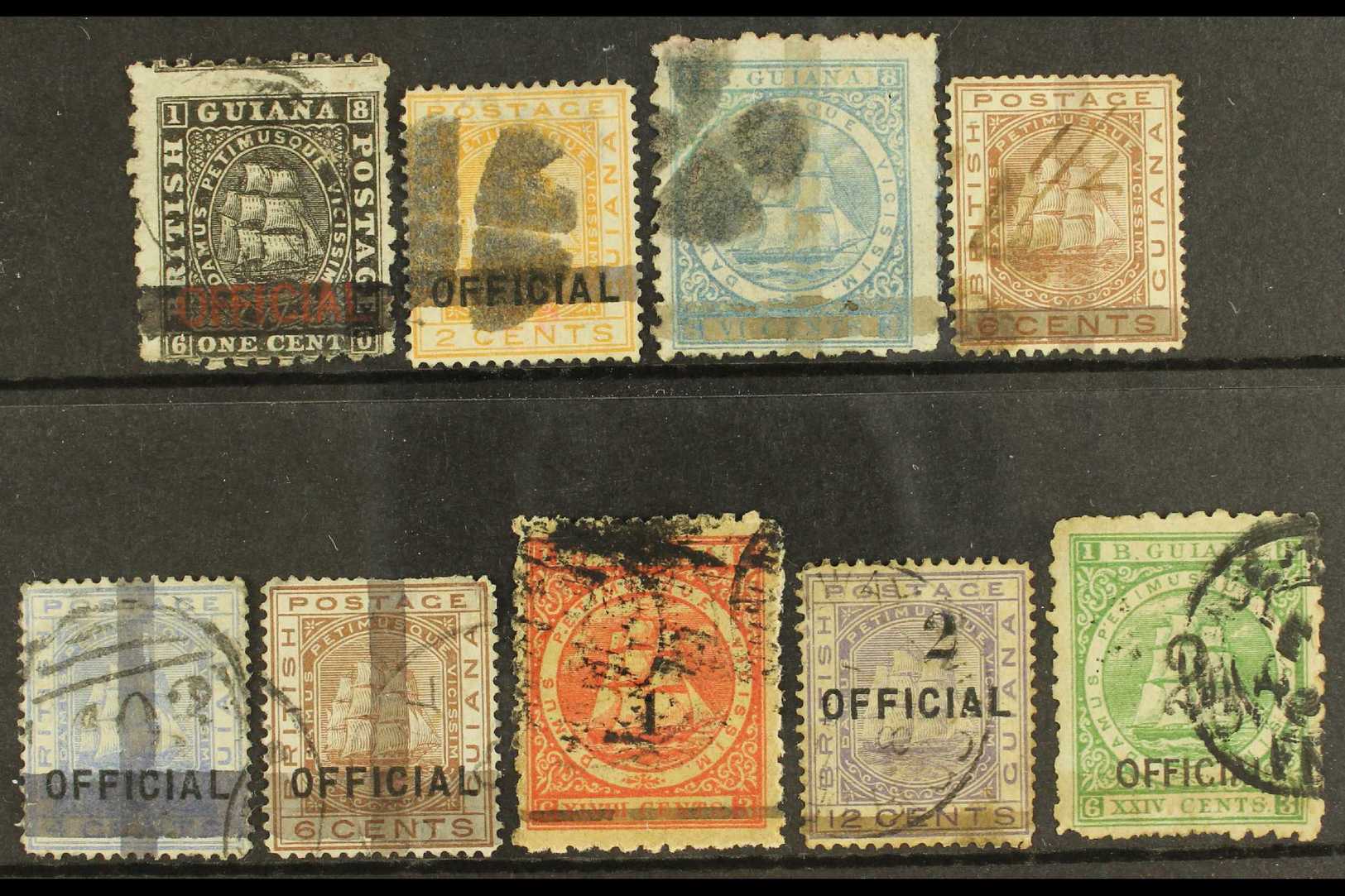 1878-1881 PROVISIONALS  A Used Collections Of All Different Provisionals. Includes 1878 1c (SG 138), 2c (SG 140) Bearing - Guyane Britannique (...-1966)