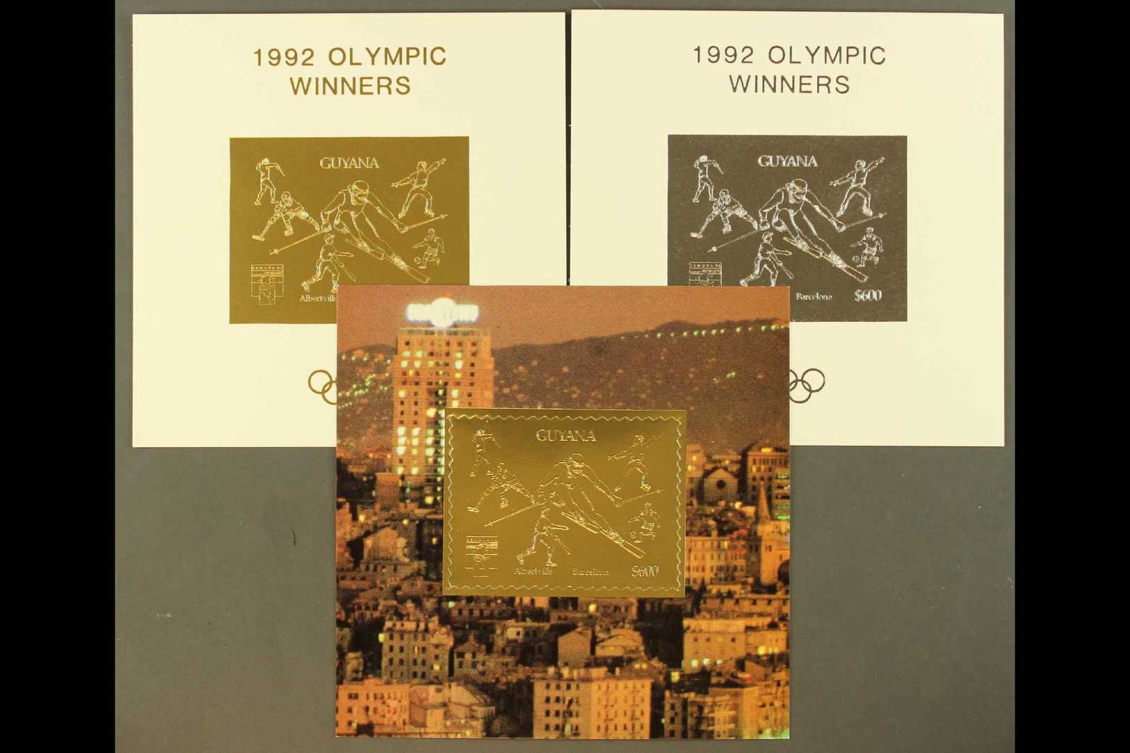 1992  "GENOVA 92" Gold And Silver Limited Edition Miniature Sheets Depicting Events From Albertville And Barcelona Olymp - Guyane (1966-...)