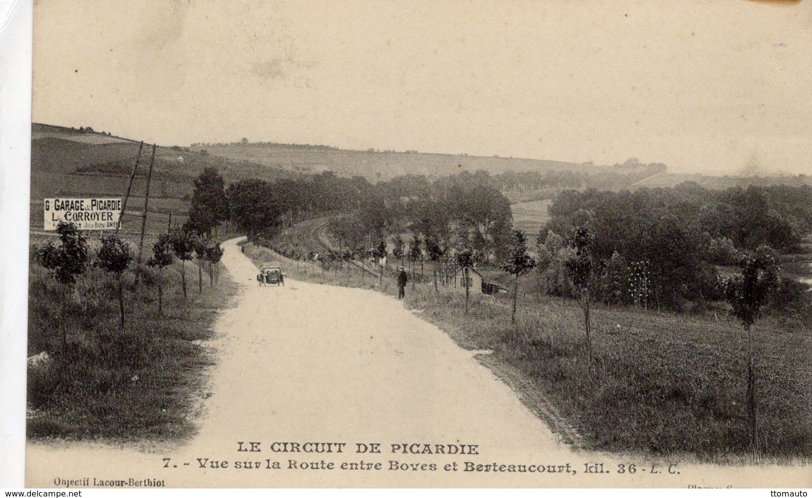 Grand Prix  -  Circuit De Picardie 1907  -  Vue Sur La Route Entre Boves Et Berteaucourt, Km 36 - CPA - Grand Prix / F1