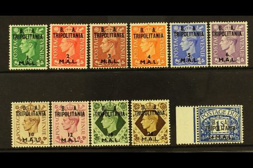 TRIPOLITANIA  1950 "B.A." Set To 24L On 1s (SG T14/23), Plus 24L On 1s Postage Due (SG TD10), Very Fine Mint. (11 Stamps - Africa Oriental Italiana
