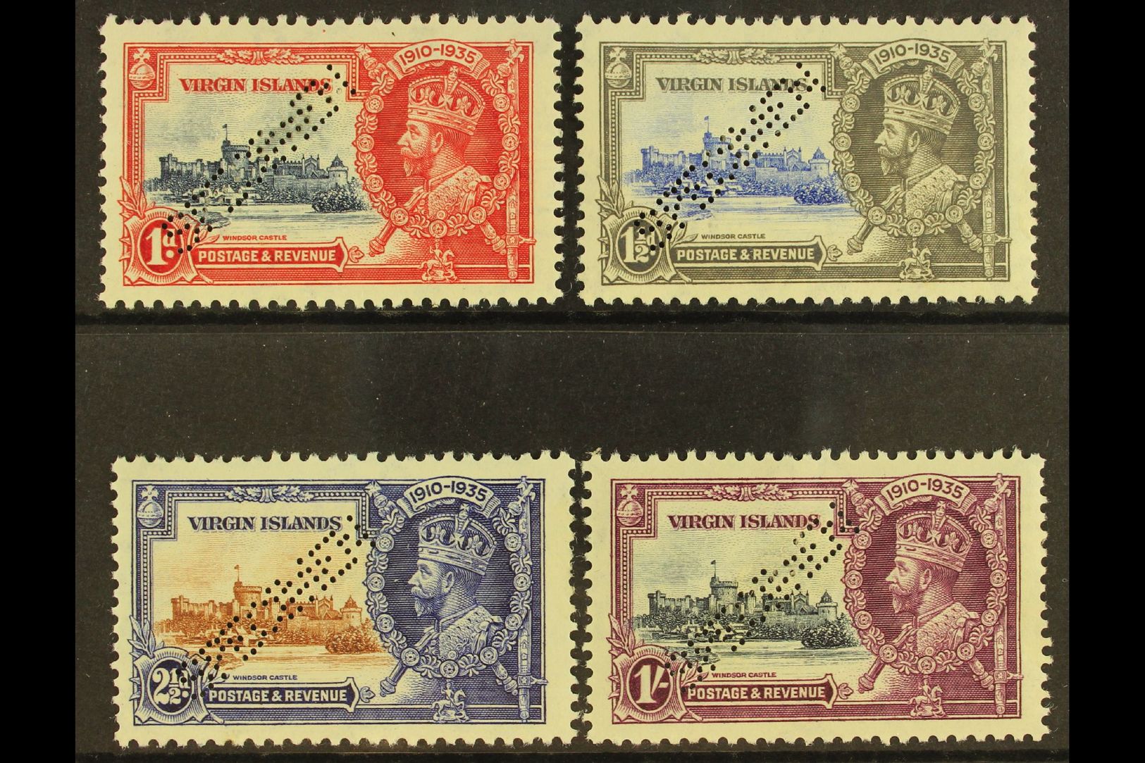 1935  Silver Jubilee Set Complete, Perforated "Specimen", SG 103s/106s, Very Fine Mint Large Part Og. (4 Stamps) For Mor - British Virgin Islands