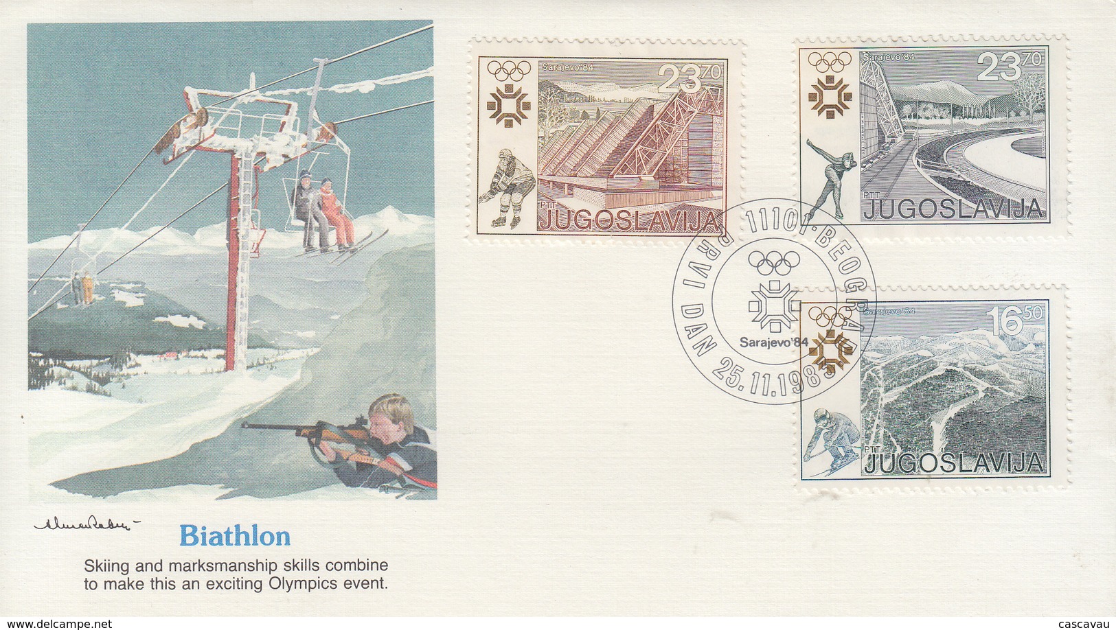 Enveloppe  FDC  1er  Jour   YOUGOSLAVIE    Jeux   Olympiques   SARAJEVO   1984 - Invierno 1984: Sarajevo