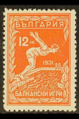 1933  12L Orange-vermilion Balkan Olympic Games (Michel 257, SG 331), Very Fine Mint, Fresh. For More Images, Please Vis - Autres & Non Classés