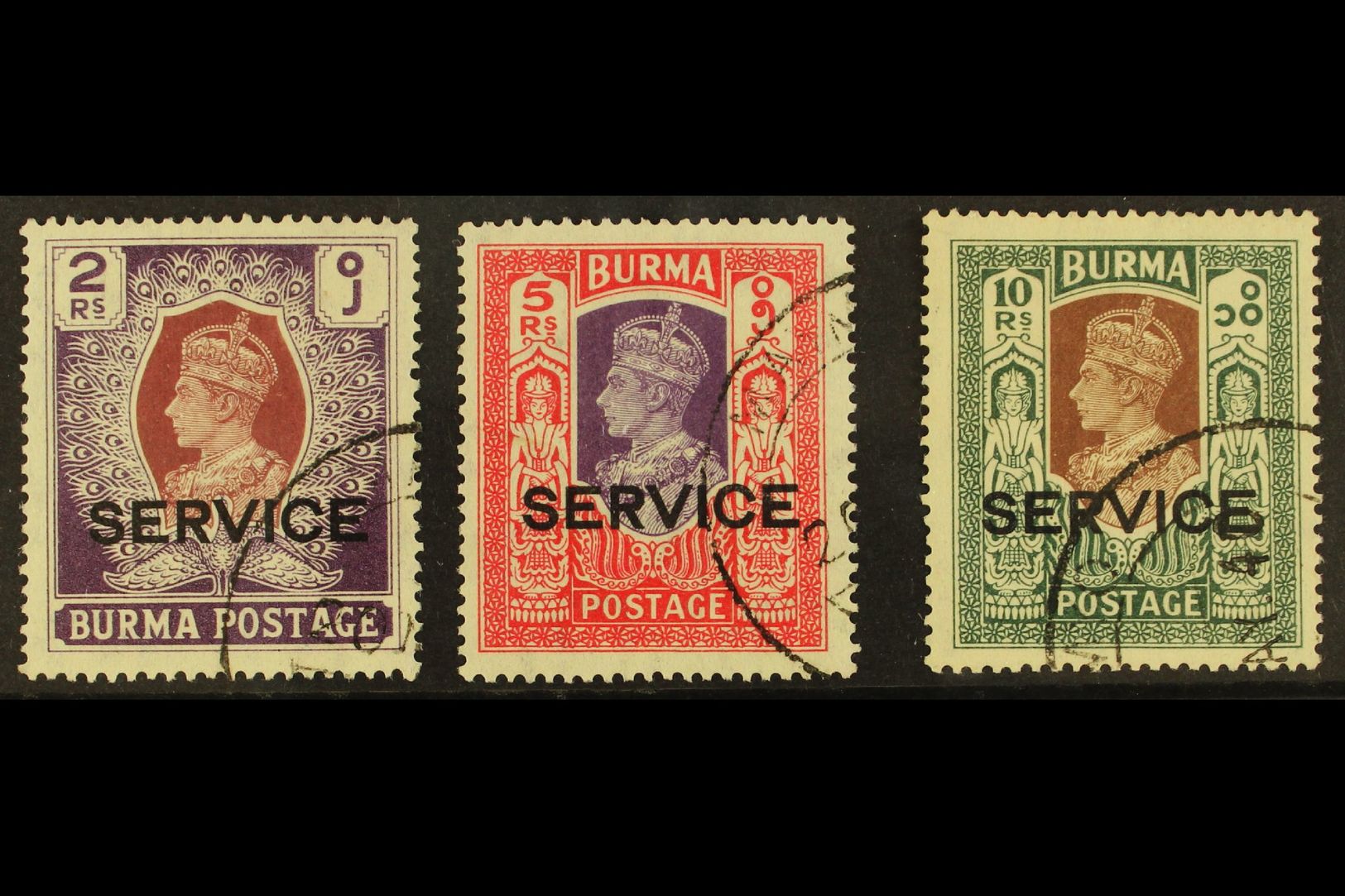 1939  Official 2r To 10r, SG O25/27, Fine Cds Used. (3) For More Images, Please Visit Http://www.sandafayre.com/itemdeta - Birmanie (...-1947)