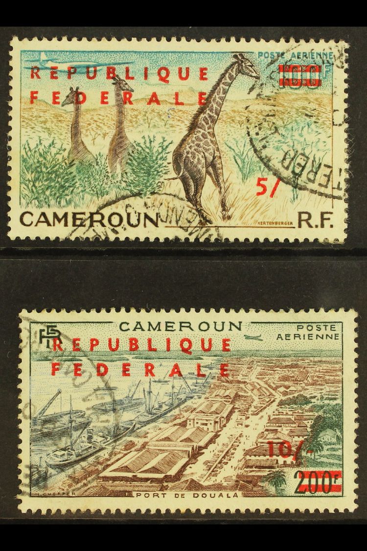 1961  5s On 100f & 10s On 200f Air "Republique Federale" Overprints SMALL NUMERALS Varieties, Yvert 49a/50a, Fine Used.  - Autres & Non Classés
