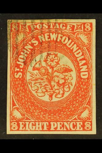 1857  8d Scarlet Vermilion, SG 8, Superb Used With Good Even Margins All Round, Bright Colour And Neat Barred Oval Cance - Otros & Sin Clasificación