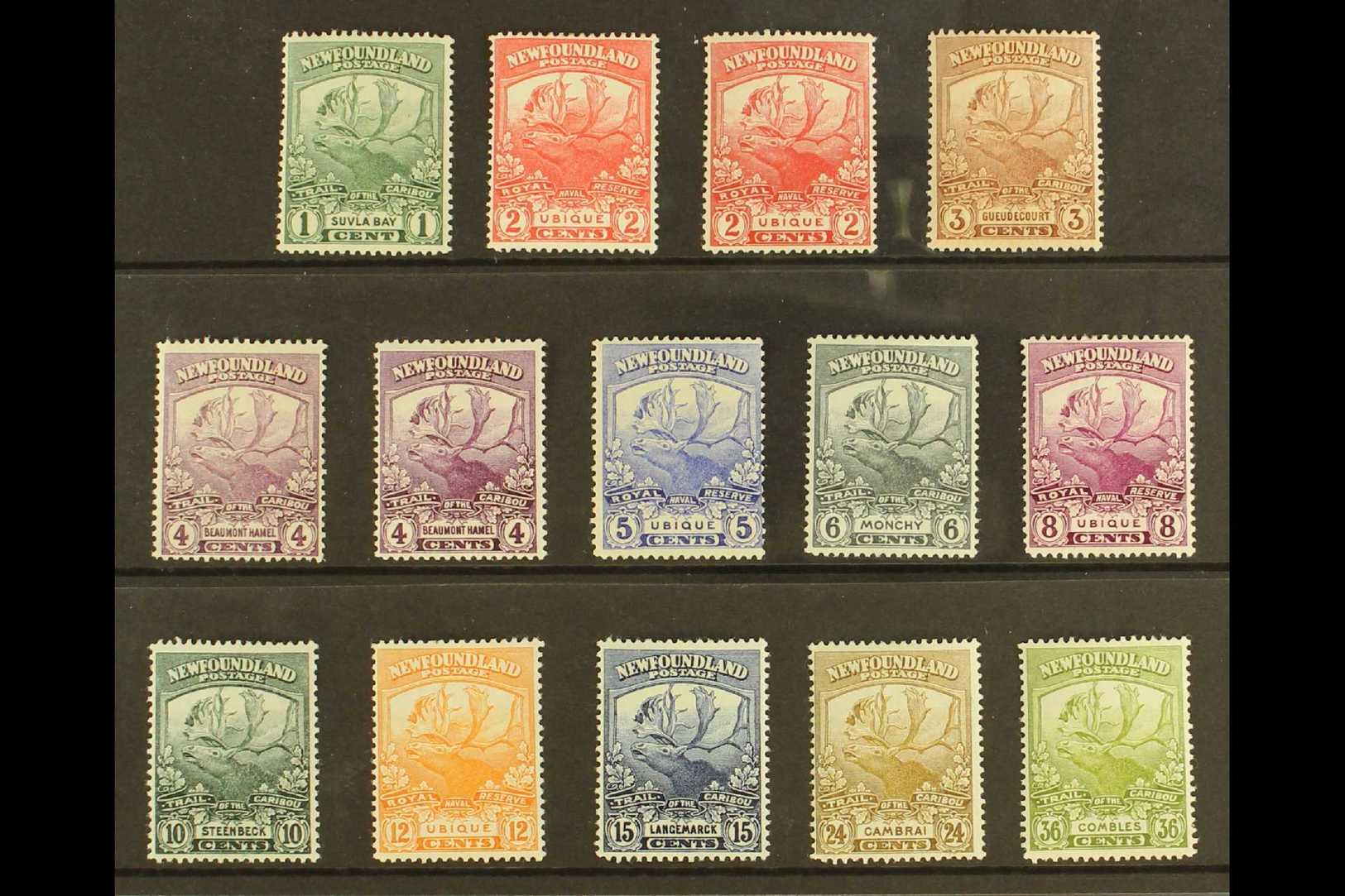 1919  Newfoundland Contingent Complete Set, SG 130/141, Plus Additional 2s And 4c Shades, Very Fine Mint. (14 Stamps) Fo - Autres & Non Classés