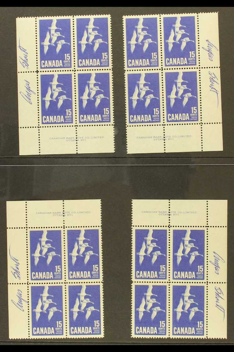 1963 DESIGNER SIGNED PLATE BLOCKS.  15c Blue Geese (SG 539) Plate 1 All Four Different Corner Blocks Of 4, Superb Never  - Otros & Sin Clasificación