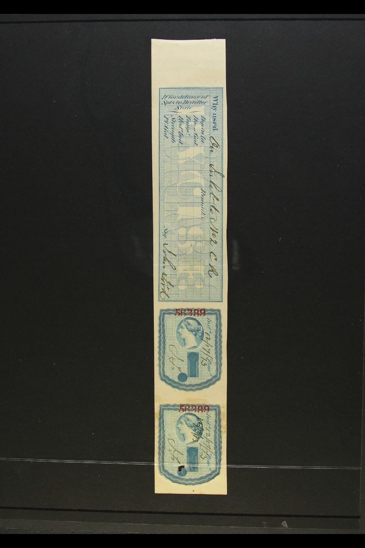 REVENUE - EXCISE LOCK LABEL  1870's Blue QV Engraved Lock Label, Van Dam FLS2, Fine Used (Dec 1873). For More Images, Pl - Autres & Non Classés
