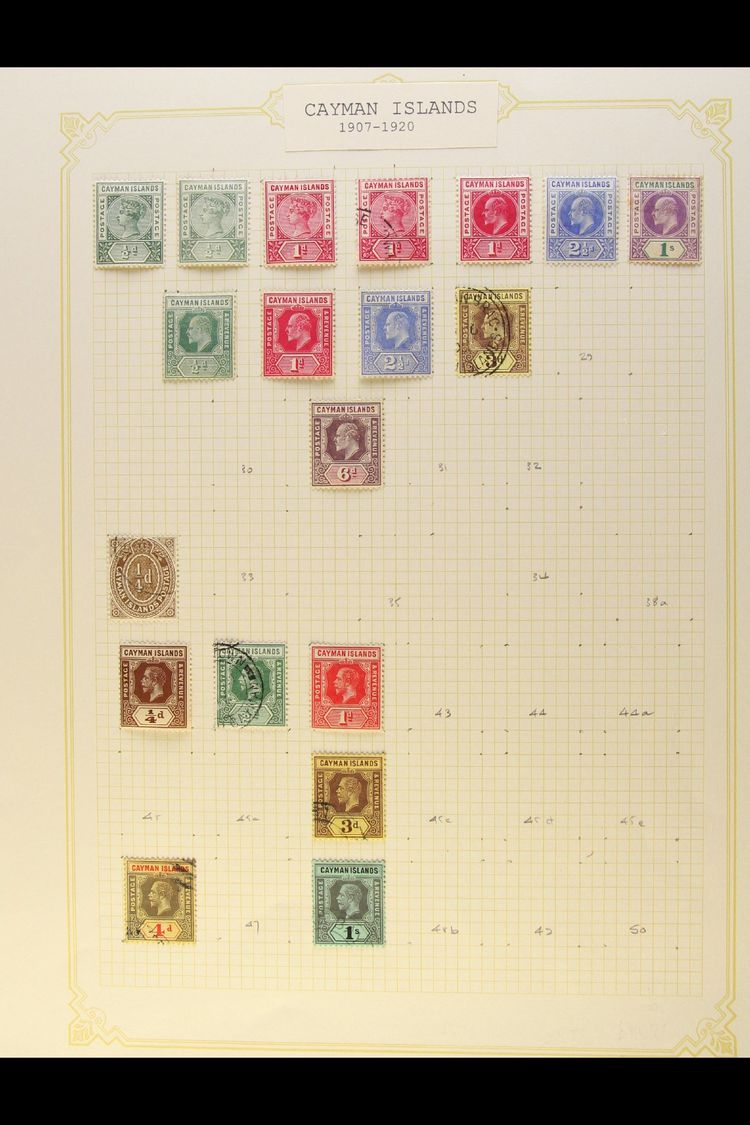 1900-1950 MINT & USED COLLECTION  On Leaves, Inc (all Mint) 1900 ½d (x2) & 1d, 1905 1d & 2½d, 1907 1s, 1907-09 To 6d, 19 - Iles Caïmans