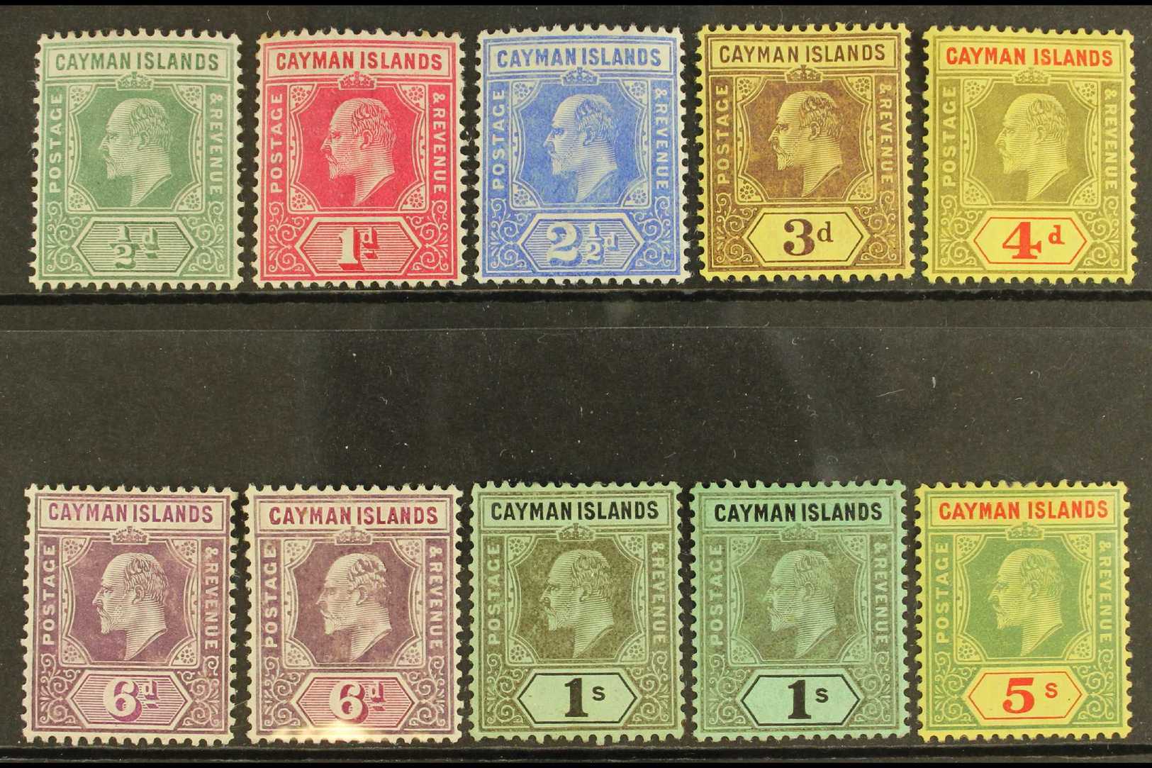 1907-09  KEVII Set To 5s, SG 25/33, Including 6d Both Listed Shades And 1s Both Watermarks, Fine Mint. (10 Stamps) For M - Caimán (Islas)