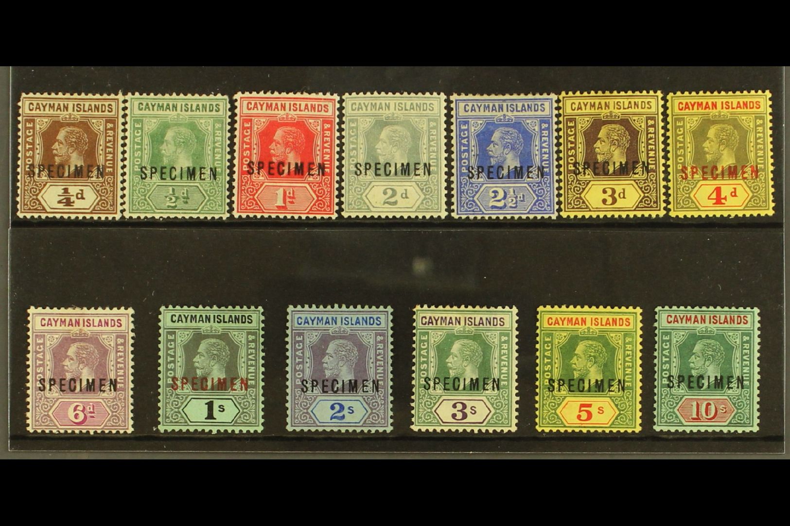 1912-20 SPECIMENS  KGV Complete Set With "SPECIMEN" Overprints, SG 40s/52s, Fine Mint With Good Colour. Attractive Set.  - Iles Caïmans
