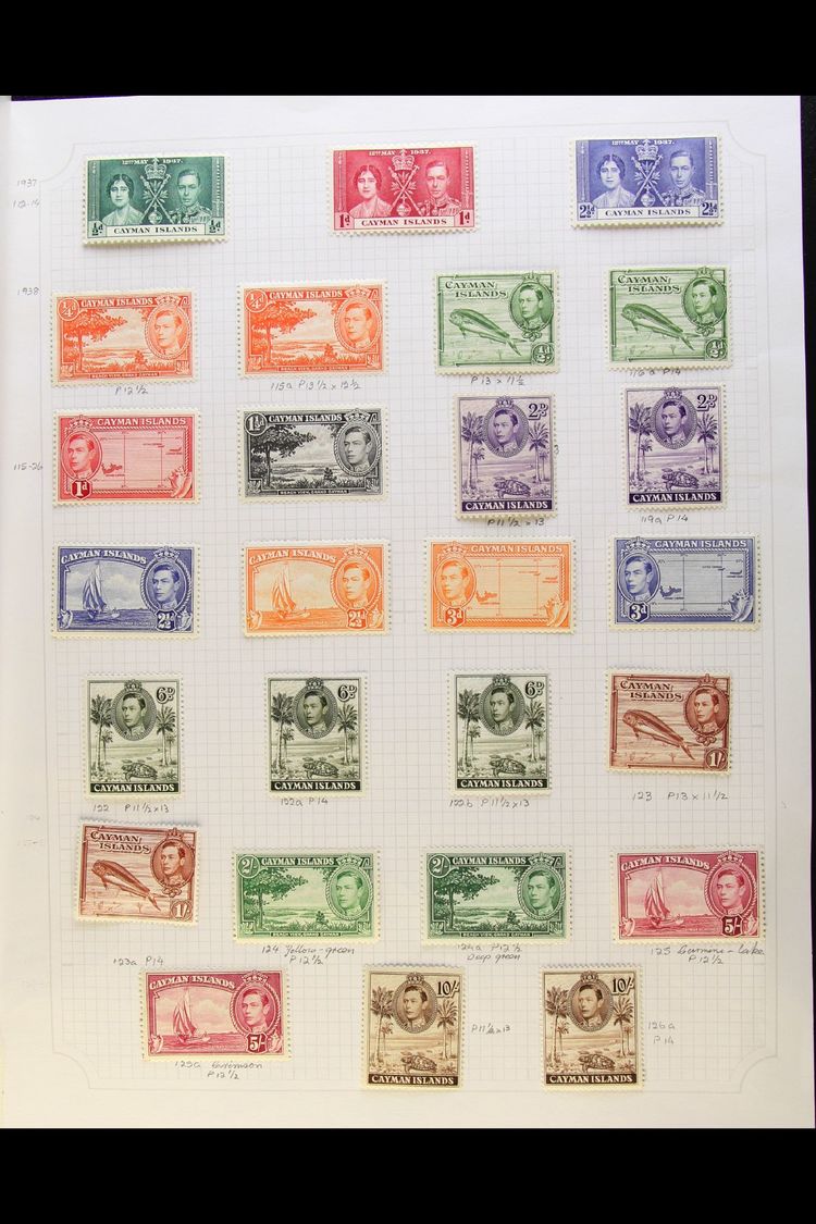 1937-50 KGVI COMPLETE MINT COLLECTION  A Fine Lot Displayed On Pages, Incl. 1938-48 Set With All SG Listed Shades And Pe - Caimán (Islas)