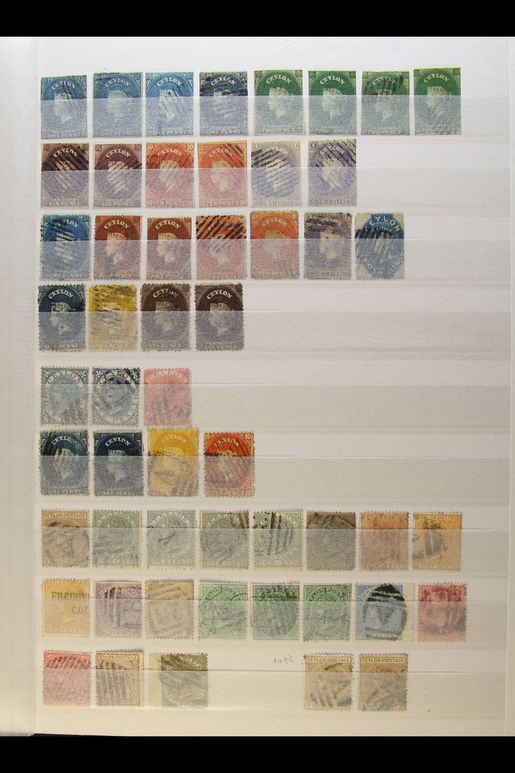 1857-1952 VALUABLE USED COLLECTION  On Stock Pages, Inc 1857-59 1d (x4), 2d (x4), 6d (x2, One Four Margins), 10d (x2, Bo - Ceilán (...-1947)
