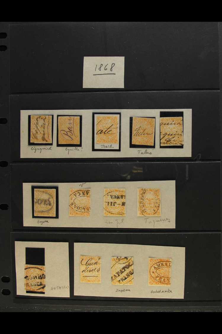 1868 FIVE CENTS ISSUE - POSTMARKS COLLECTION  A Used Collection Of The Scarce 1868 5c Orange, Scott 53, With Several Dif - Colombia