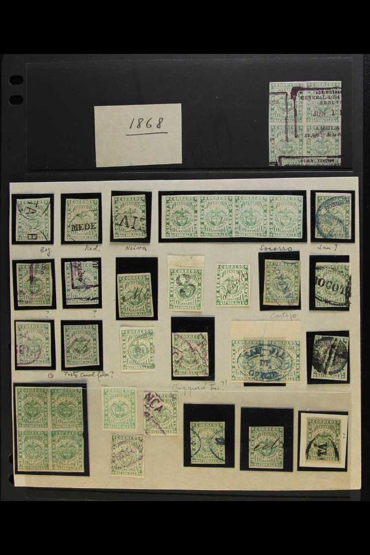 POSTMARKS  1868 50c Green, Scott 56, A Used Collection Assembled For Postmarks, Includes Oval "San-Jil" In Blue (on A Pa - Colombie