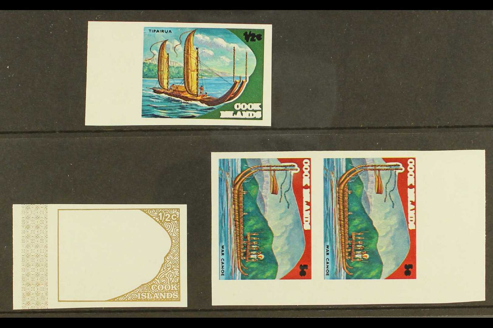 1973 IMPERF PLATE PROOFS  An Attractive Selection From The Maori Exploration Issue With ½c Gold Frame & Coloured "Tipair - Cook
