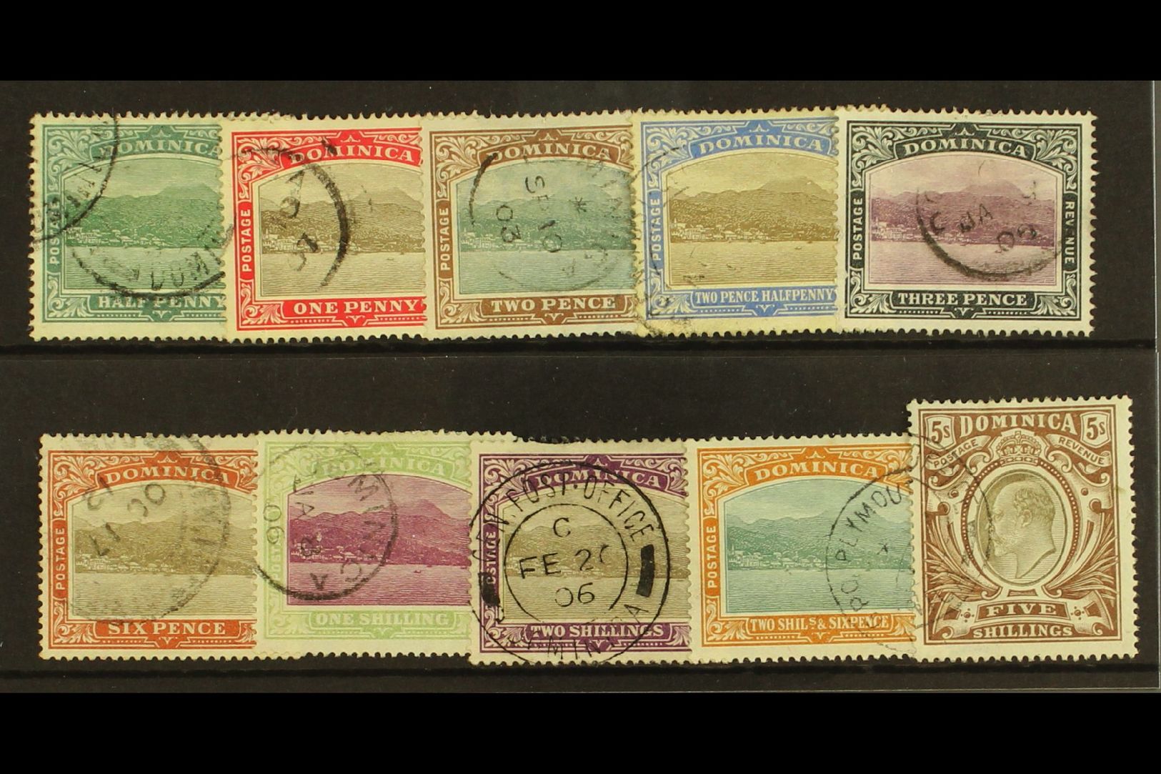 1903-07  Complete Definitive Set, SG 27/36, Fine Used, The 2d With Light Crayon Mark (10 Stamps) For More Images, Please - Dominica (...-1978)
