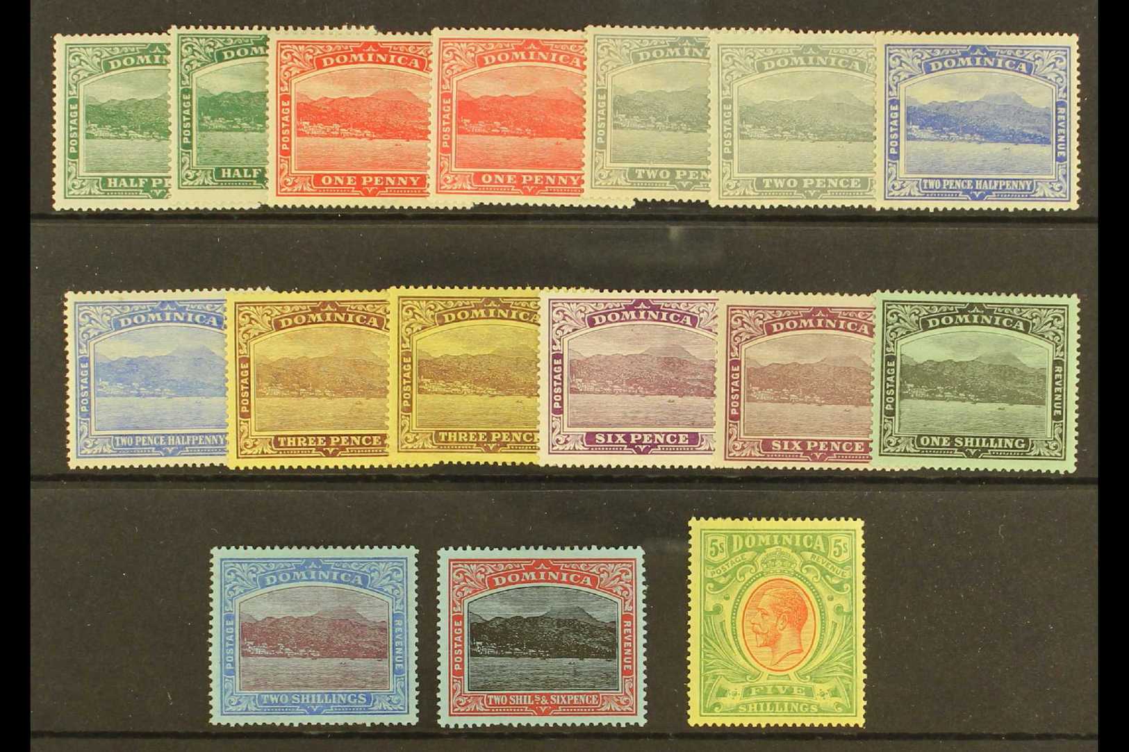 1908-20  Complete Set, SG 47/54, Plus Additional Shades Or Crown To Left Variants To 6d, Fine Mint. (16 Stamps) For More - Dominique (...-1978)