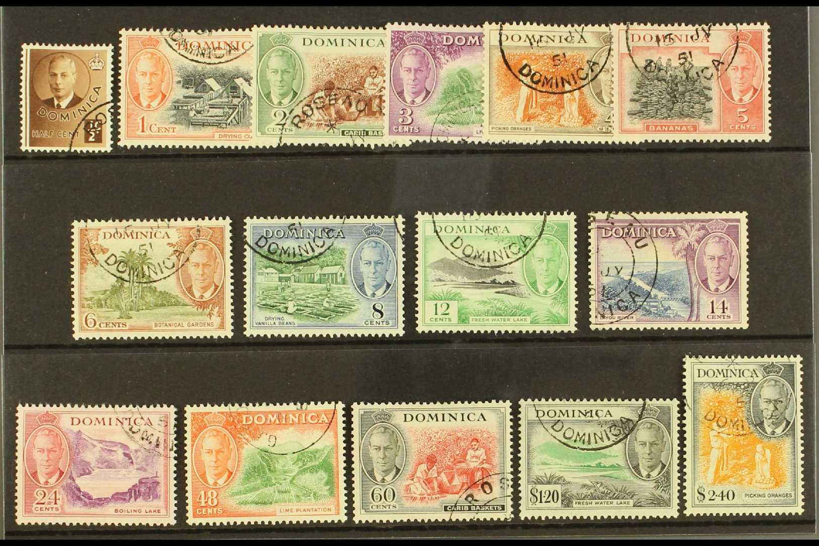 1951  Complete Definitive Set, SG 120/134, Very Fine Used. (15 Stamps) For More Images, Please Visit Http://www.sandafay - Dominica (...-1978)