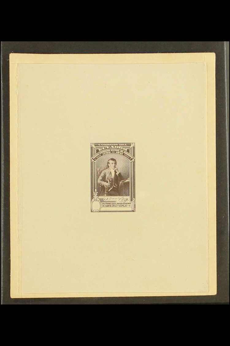 PROOF  1941 Francisco Javier Eugenio, As Scott 398/9, Master Die Proof With Blank Value Tablets Struck In Chocolate-brow - Ecuador